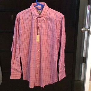 NWT Peter Millar Pink and Brown Checked Shirt - M